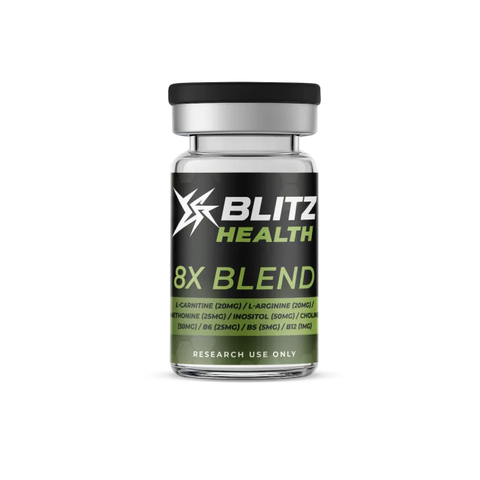 8X Blend L-Carnitine (20mg) / L-Arginine (20mg) / Methonine (25mg) / Inositol (50mg) / Choline (50mg) / B6 (25mg) / B5 (5mg) / B12 (1mg)
